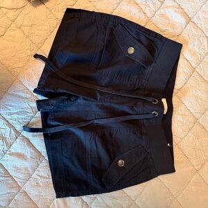 LOFT Navy Cargo Shorts with Drawstring Waist